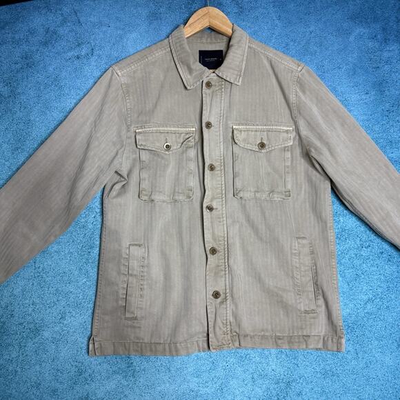 Lucky Brand Men's Field Jacket Utility Beige Sz M Pockets 80% Cotton 40% Lyocell - Picture 1 of 16